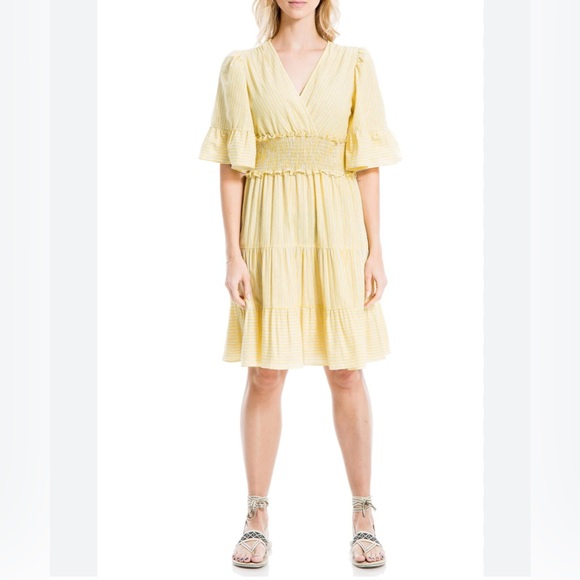 Max Studio Women’s Yarn Dye 3/4-Sleeve Mini Dress, Yellow size Small (like new) - Picture 6 of 16